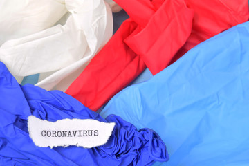 colored rubber gloves to protect against viruses