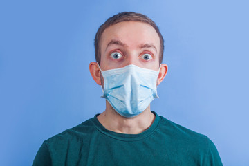 Young man in a medical mask.