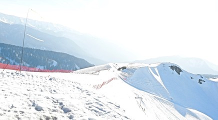 winter sports trails on a snowy mountain landscape