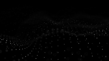 Fototapeta na wymiar Wave 3d. Wave of particles. Abstract black geometric background. Big data visualization. Data technology abstract futuristic illustration. 3d rendering.
