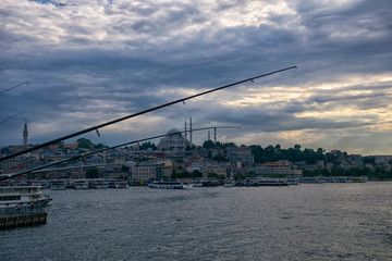 Suleymaniye Mosque on the background of fish hooks