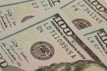 Abstract textured backdrop with hundred dollar bills for shopping and investments