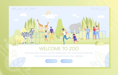 Welcome To Zoo, Visitors and Animals, Vector.