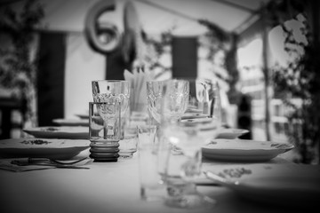 Birthday party table. Black and white effect