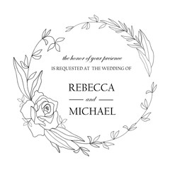 The thin line of the wreath is hand-drawn in black ink for decoration.