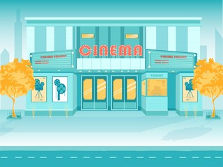 Cinema Building Modern Construction on City Street