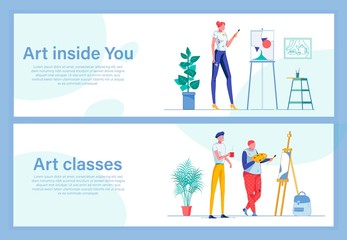 Vector Banner Promoting Art Classes and Creativity