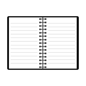 Open notebook with white page, isolated on a white background. Vector eps 10