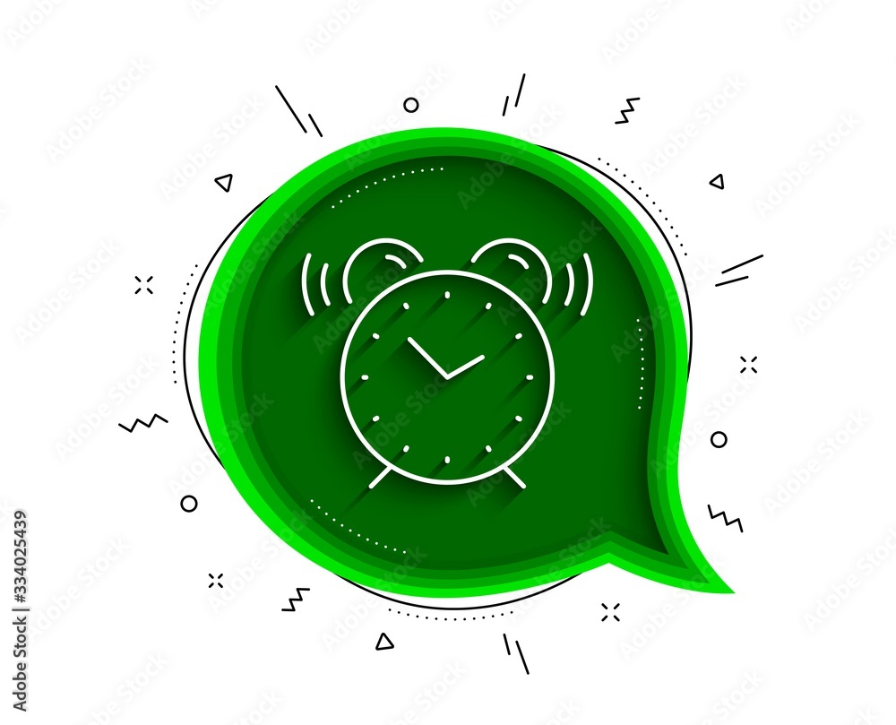 Poster alarm clock line icon. chat bubble with shadow. time sign. watch symbol. thin line alarm clock icon.