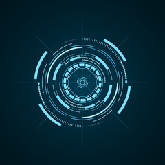 Hud futuristic element isolated on dark background. Hi-tech user interface. Abstract virtual target. Vector illustration