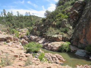 Obraz premium View of Ellison Creek seen on the Water Wheel Falls hiking trail in Payson, Arizona