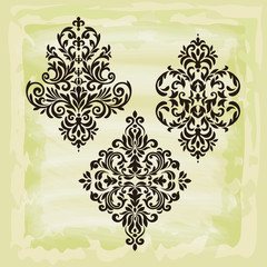 vector damask patterns for greeting cards and wedding invitations