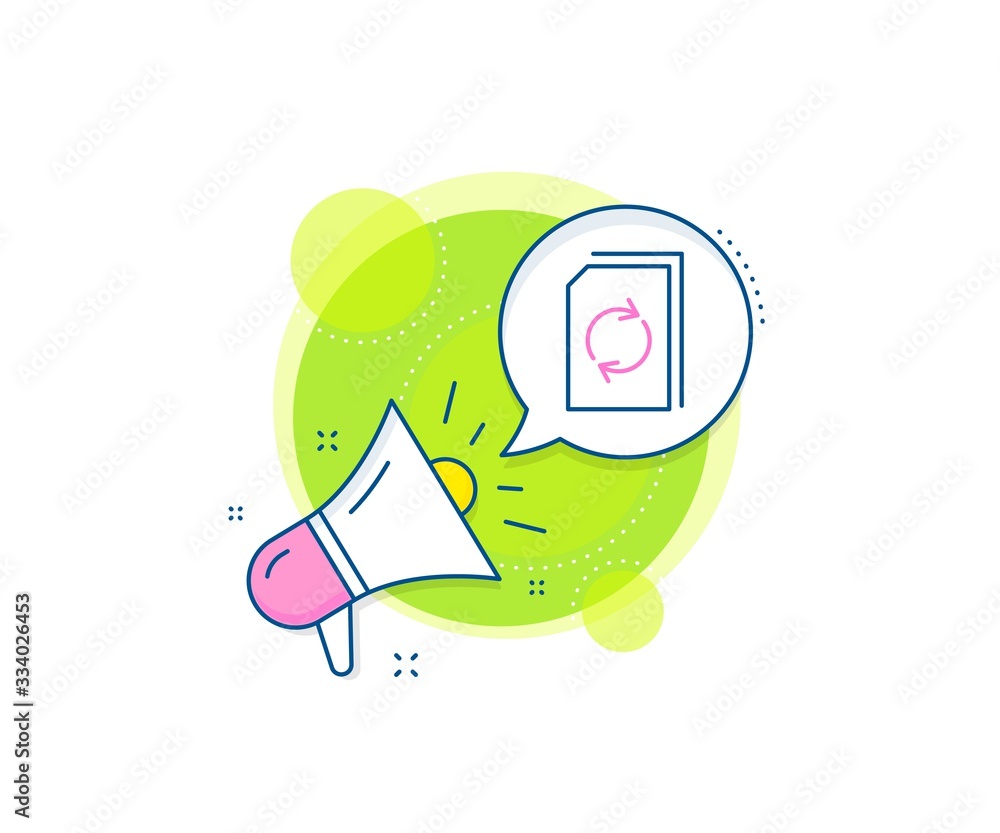 Poster refresh information file sign. megaphone promotion complex icon. update document line icon. paper pa