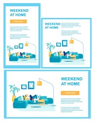 Weekend at Home for Loving Couple Web Material Set