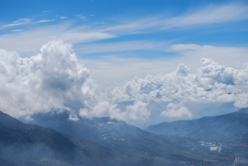 Beauty white cloud and clear blue sky in sunny day texture background