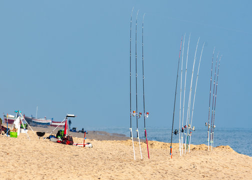 Fishing on the beach