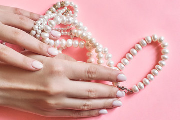 Woman hands showing beautiful manicure