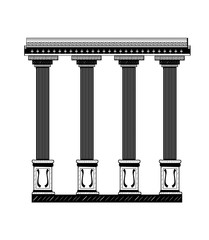 Fototapeta na wymiar column drawing, architect element isolated on white