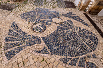 Traditional mosaic cobblestone in Portugal