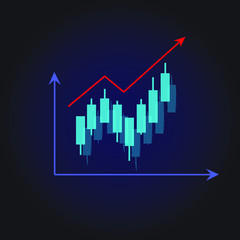 business Finance Chart icon Vector  illustration. Flat design  with arrow