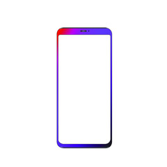 smartphone iphone with blank screen and modern frameless design in two rotated perspective positions - isolated on white background 