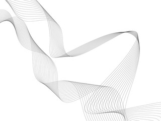 Abstract wave element for design. Digital frequency track equalizer. Stylized line art background. Vector illustration. Wave with lines created using blend tool. Curved wavy line, smooth stripe.