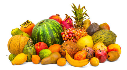 Different fruits set with realistic texture, 3D rendering