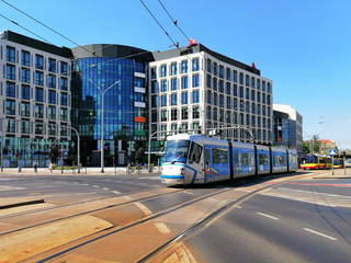škoda tram in Wroclaw - obrazy, fototapety, plakaty