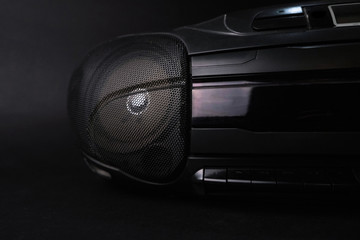 Obraz premium Tape recorder on a black background