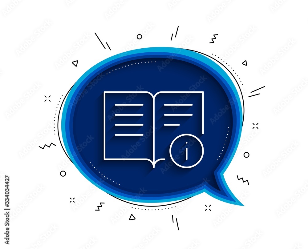Poster technical information line icon. chat bubble with shadow. instruction sign. thin line technical info