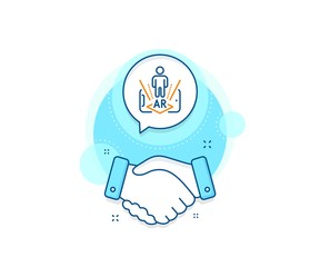 VR simulation sign. Handshake deal complex icon. Augmented reality phone line icon. 3d person symbol. Agreement shaking hands banner. Augmented reality sign. Vector