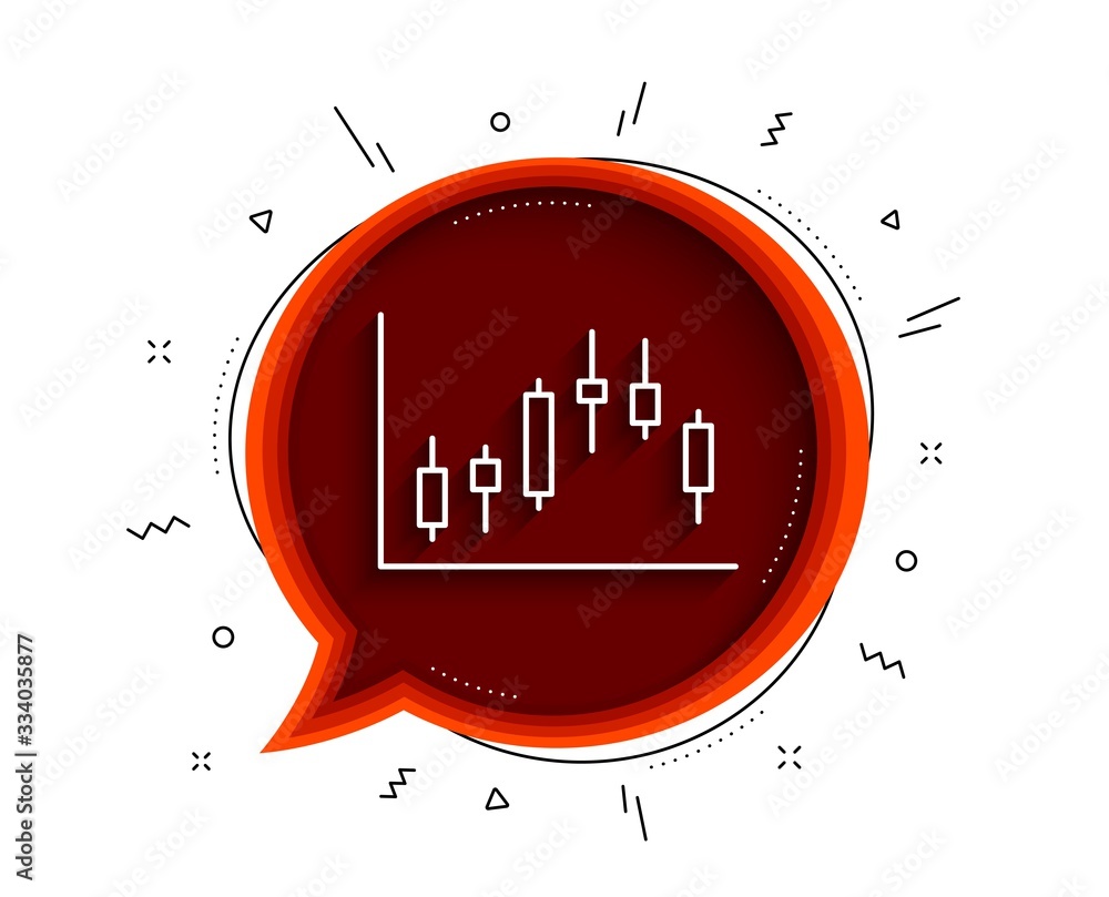 Aufkleber candlestick chart line icon. chat bubble with shadow. financial graph sign. stock exchange symbol. b