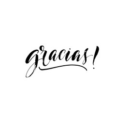 Gracias phrase. Hand drawn brush style modern calligraphy. Vector illustration of handwritten lettering. 