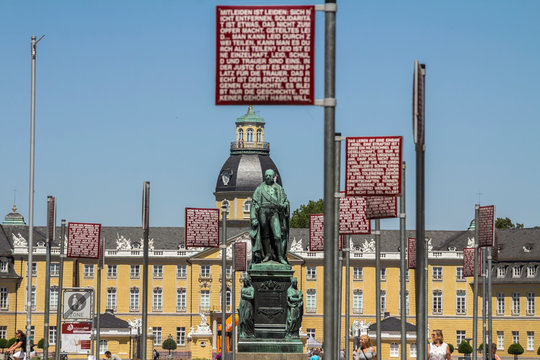 Karlsruhe, Germany : Art installation called 'Platz der Grundrechte' (Square of Consti&shy;tu&shy;tio&shy;nal Rights), collection of terse &shy;statements on topics of law and justice by Jochen Gerz