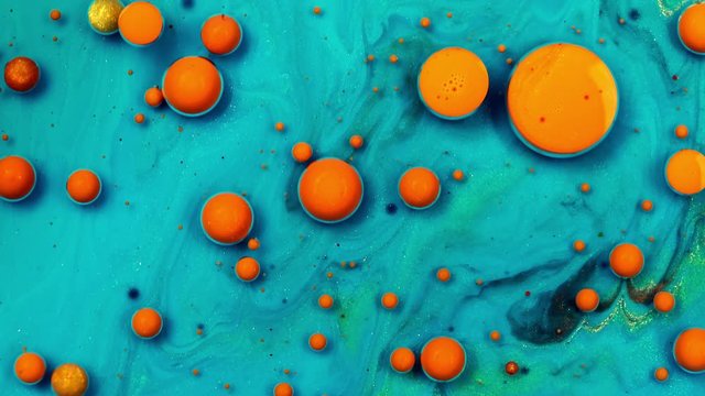 Beautiful orange bubbles on a blue background, Themes or wallpapers for the screen.