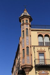 Obraz premium Medieval round bay window in Seville, Andalusia, Spain.