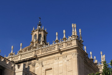 Fototapeta na wymiar The dome of Seville Cathedral (Catedral de Santa María de la Sede) in Seville, Andalusia, Spain.