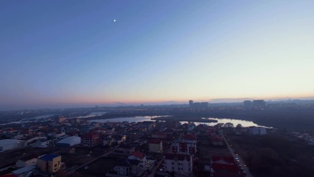 Terrace Rooftop Sunset. Skyline Balcony In The City.  Urban Relax