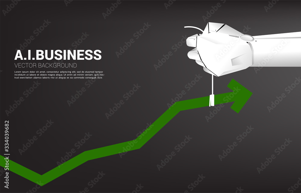 Poster robot hand move pull business graph higher. business concept for machine learning , a.i artificial i