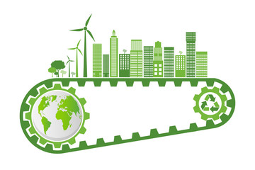 Green cities help the world with eco-friendly concept ideas.vector illustration