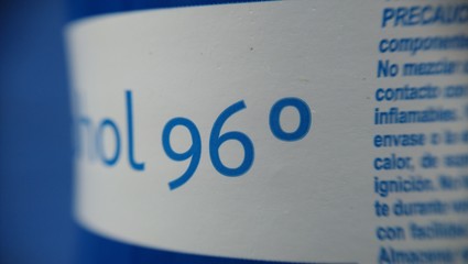 Canister with a label that reads 96 degrees .
