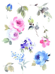 Naklejka na ściany i meble Watercolor flowers