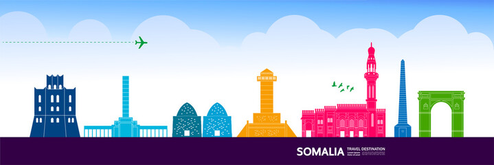 Fototapeta na wymiar Somalia travel destination grand vector illustration. 