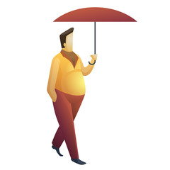 Walking Man under red umbrella. - 334040485