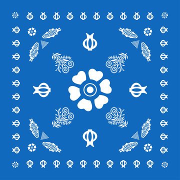 Lurji supra. Georgian traditional ornaments. Vector Ornament With Caucasian Motifs. Vector, Illustration
