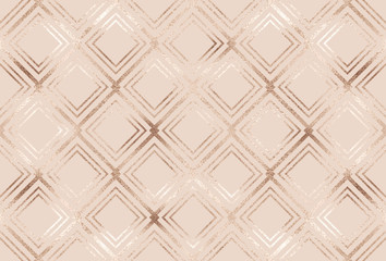 Art deco seamless pattern with gold geometric shapes and golden glitter texture.