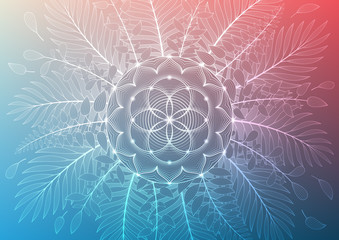 Vector template of banner, horizontal format; Spiritual sacred geometry; 