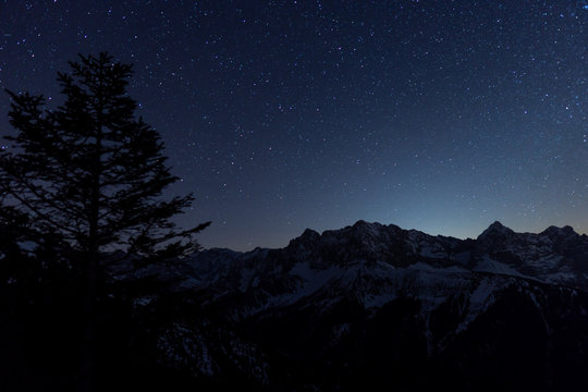 Sternenhimmel in den Alpen bei Mittenwald