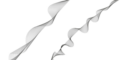Abstract wave element for design. Digital frequency track equalizer. Stylized line art background. Vector illustration. Wave with lines created using blend tool. Curved wavy line, smooth stripe.