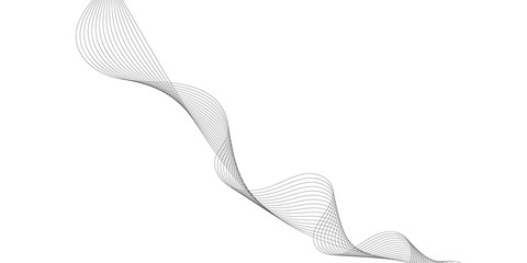 Obraz premium Abstract wave element for design. Digital frequency track equalizer. Stylized line art background. Vector illustration. Wave with lines created using blend tool. Curved wavy line, smooth stripe.